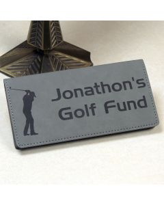 Personalized Checkbook Cover in Gray Leatherette