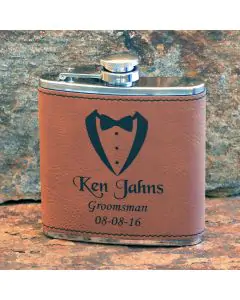 Rawhide Leatherette Groomsmen Gift Flask