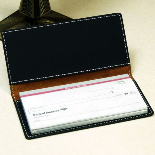 Personalized Checkbook Cover In Black Leatherette